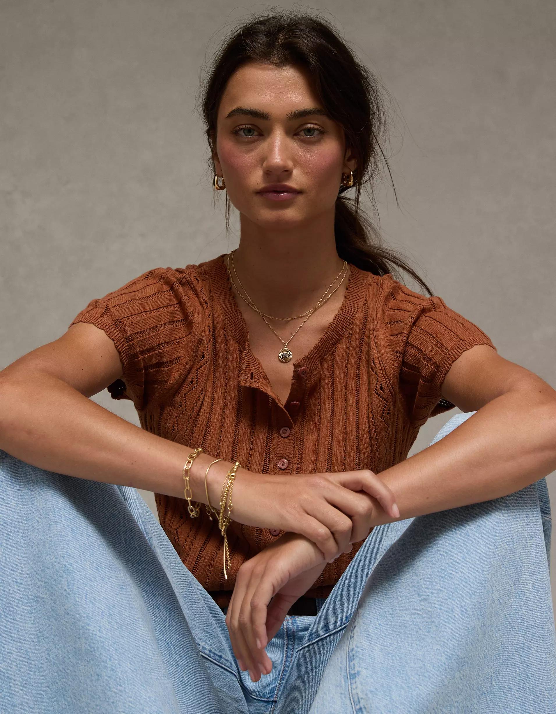 AE Henley Sweater T-Shirt Product Image