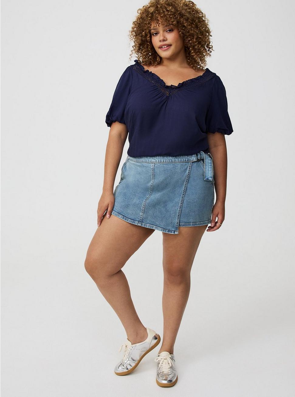 Crosshatch Dobby Lace-Trim Top Product Image