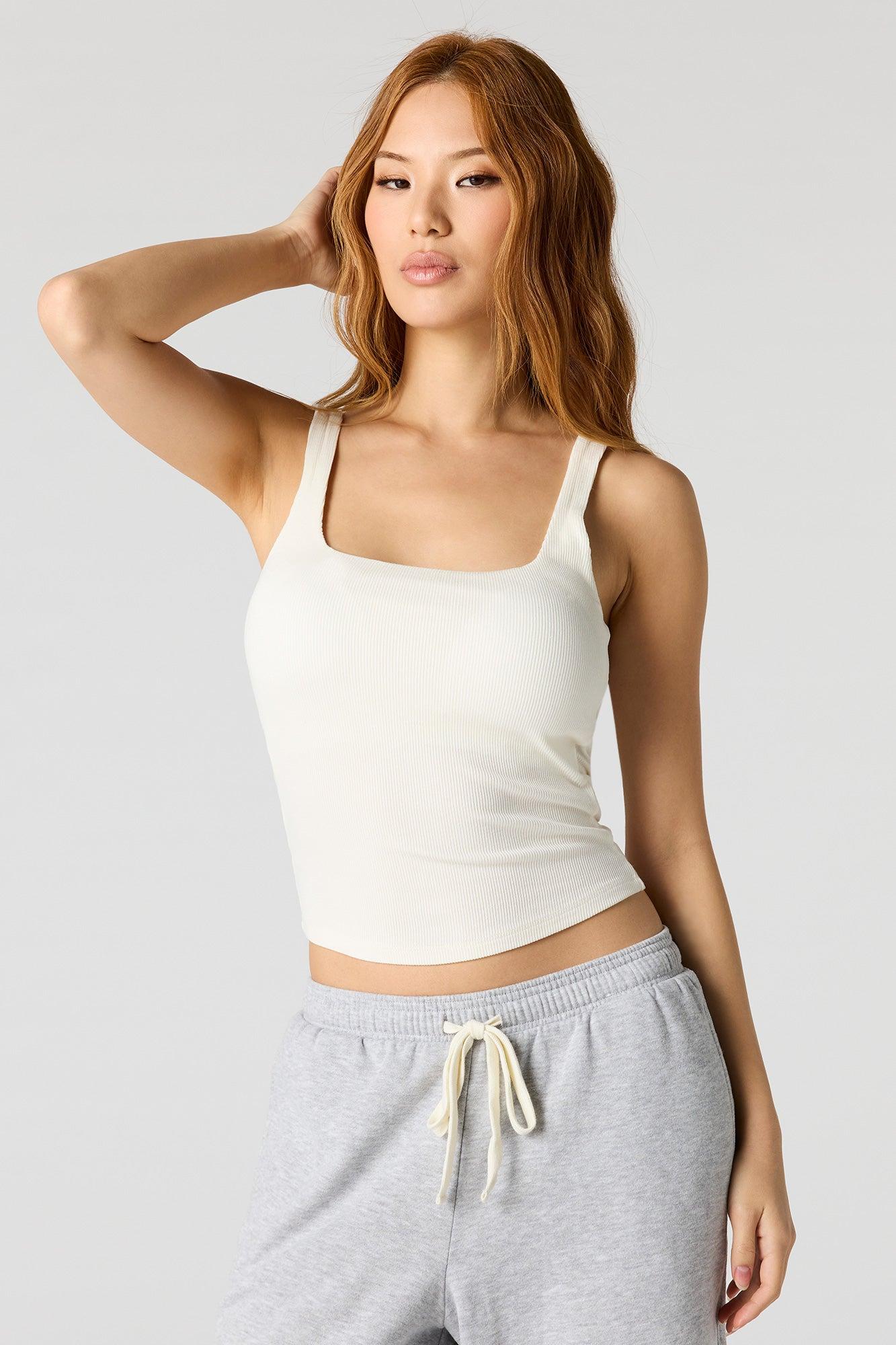 Braless Ribbed Square Neck Tank Female Product Image