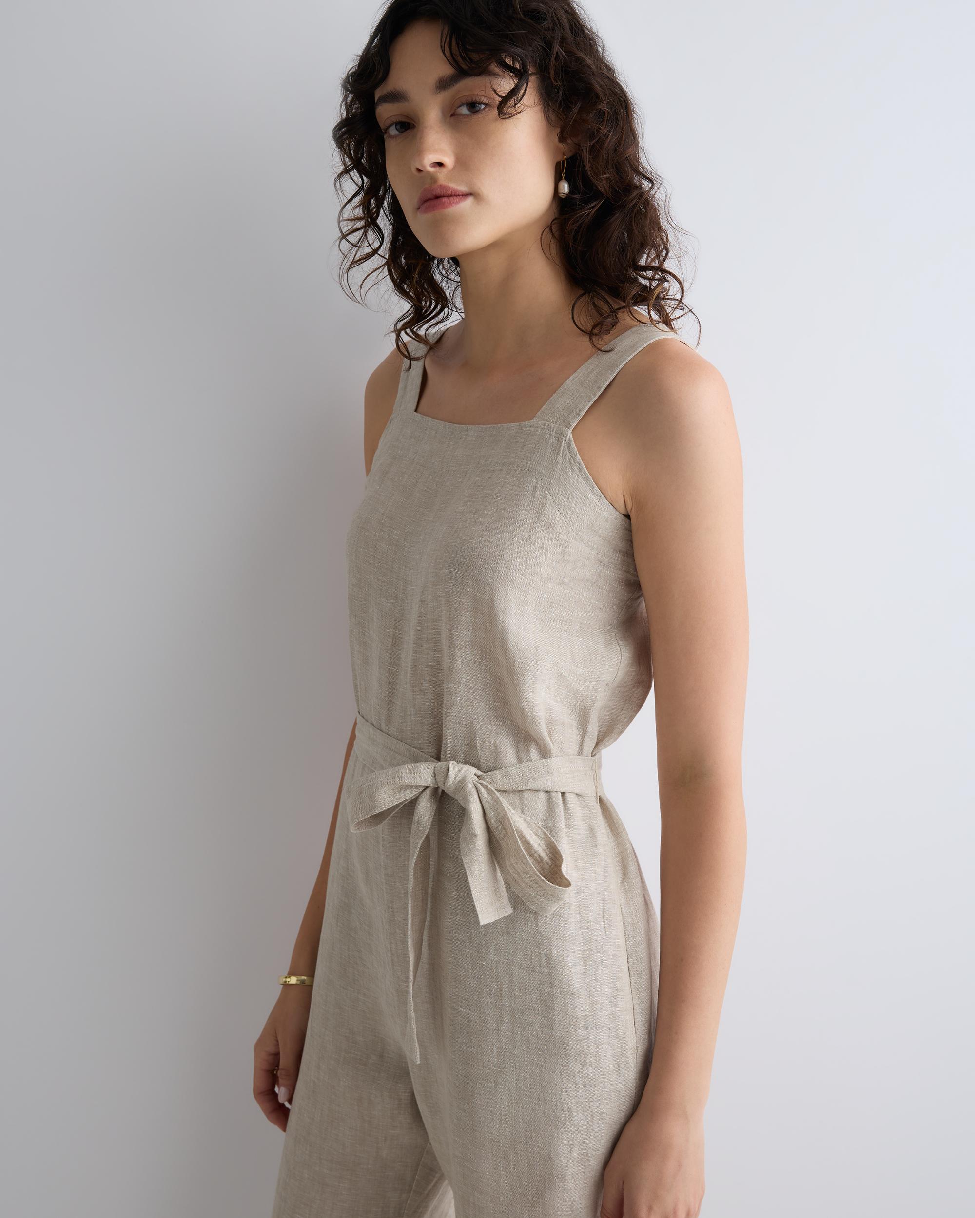Quince | Women's 100% European Linen Square Neck Jumpsuit Product Image