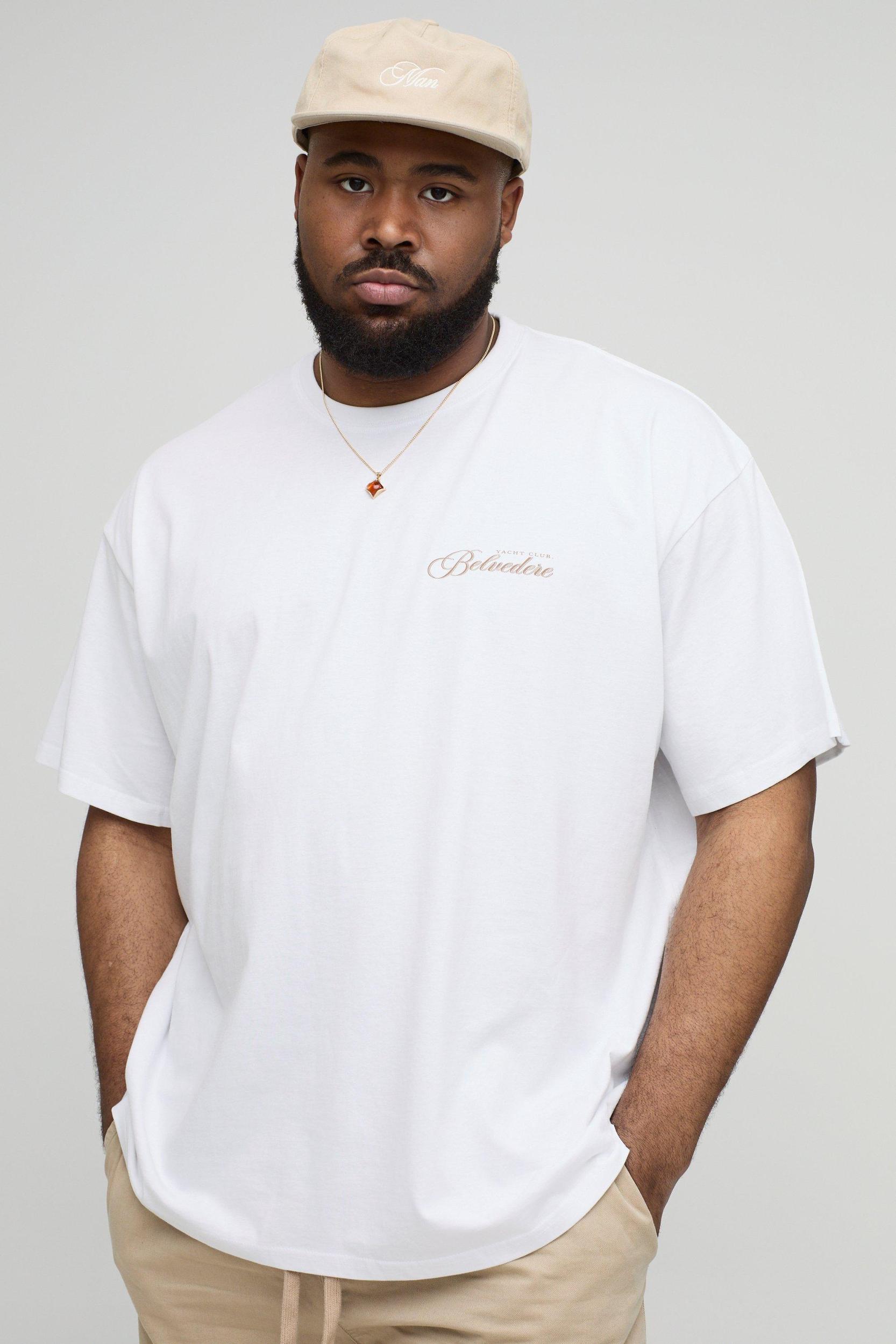 Plus Oversized Yacht Club Print T-Shirt | boohooMAN USA Product Image