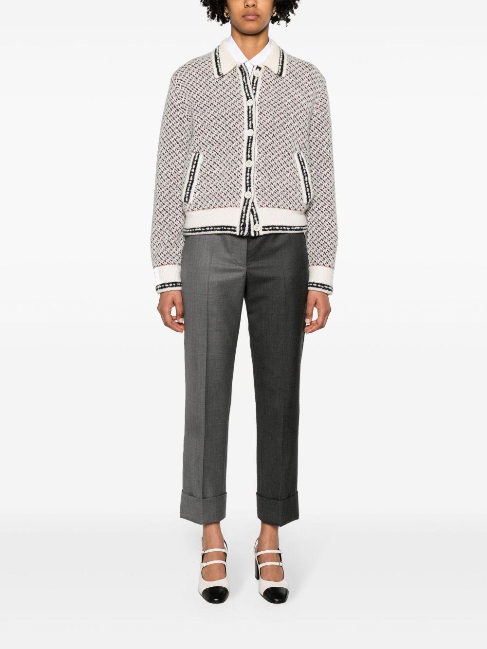 spread-collar tweed bomber jacket Product Image