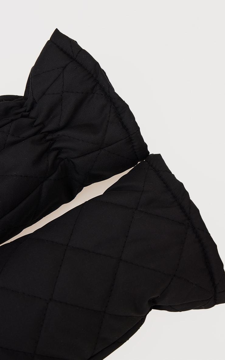  Black Nylon Chevron Quilt Faux Fur Lined Mittens Product Image