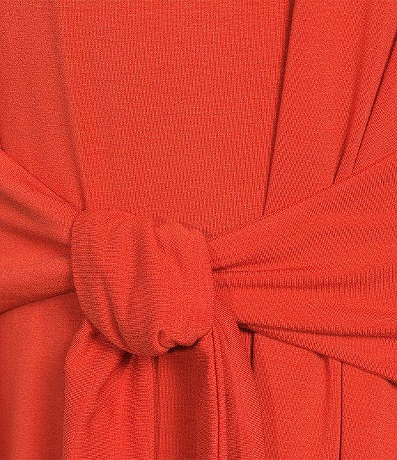 Eileen Fisher Stretch Jersey Knit Crew Neck Cap Sleeve Tie Front Midi Dress Product Image