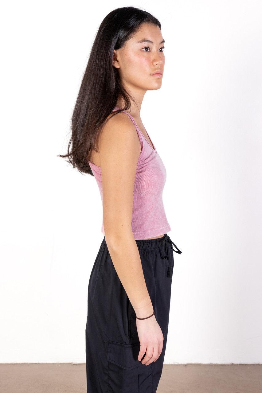 Sky Blue Ribbed Deep V Top Product Image