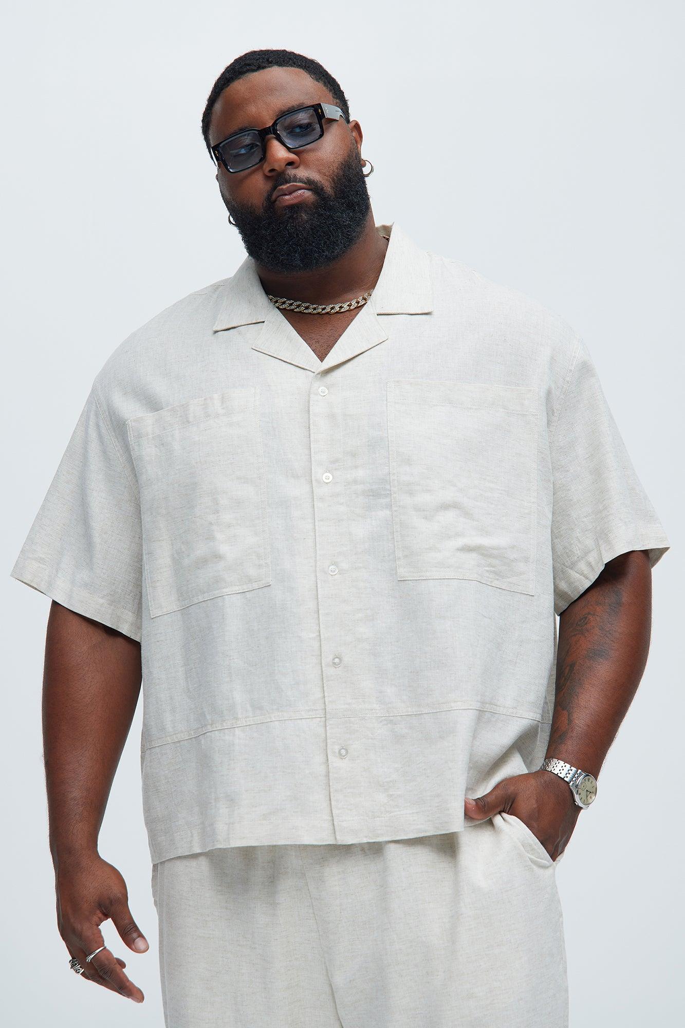 Bahamas Linen Cuban Boxy Shirt - Oatmeal Product Image
