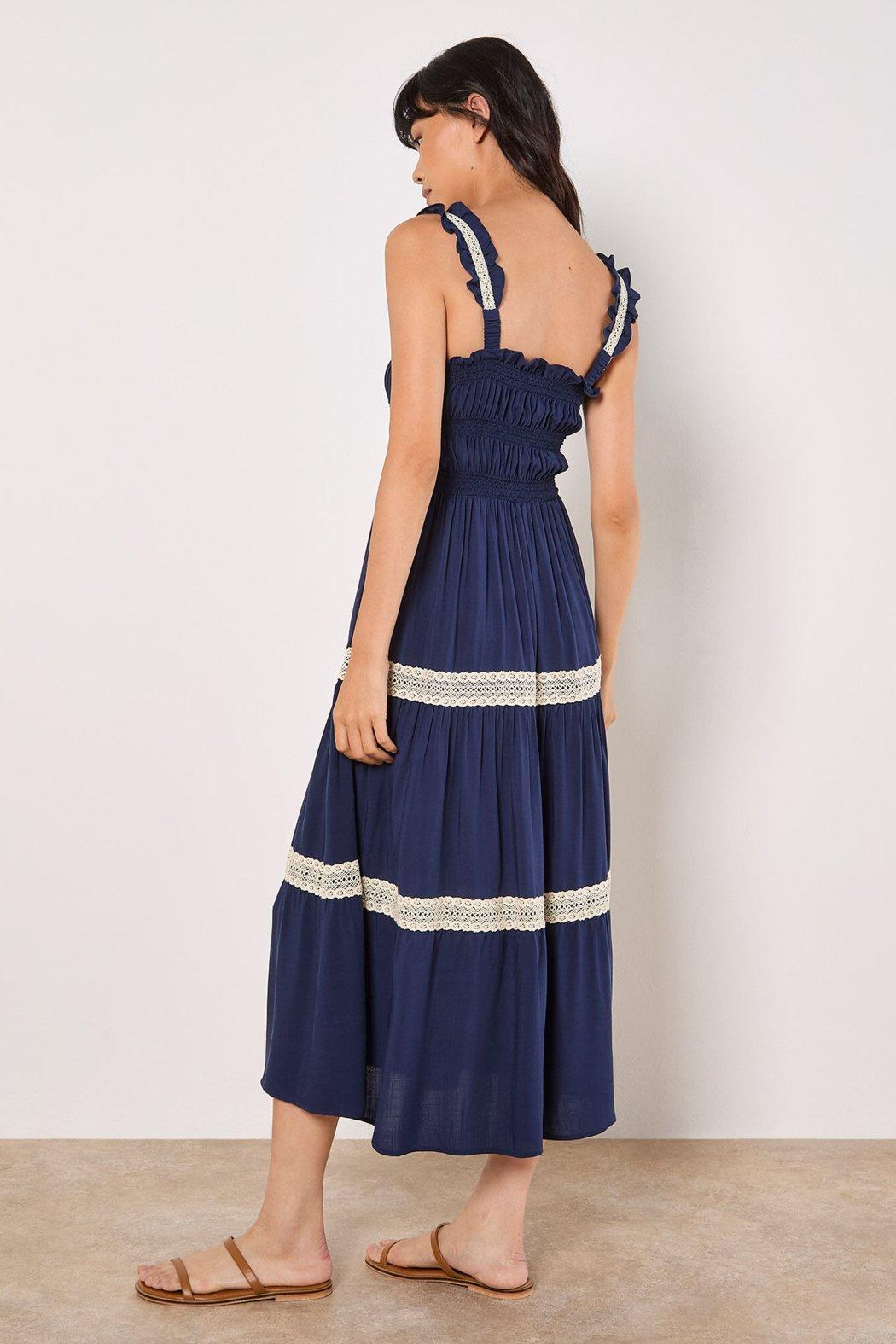 Crochet Lace Tiered Midi Dress Product Image