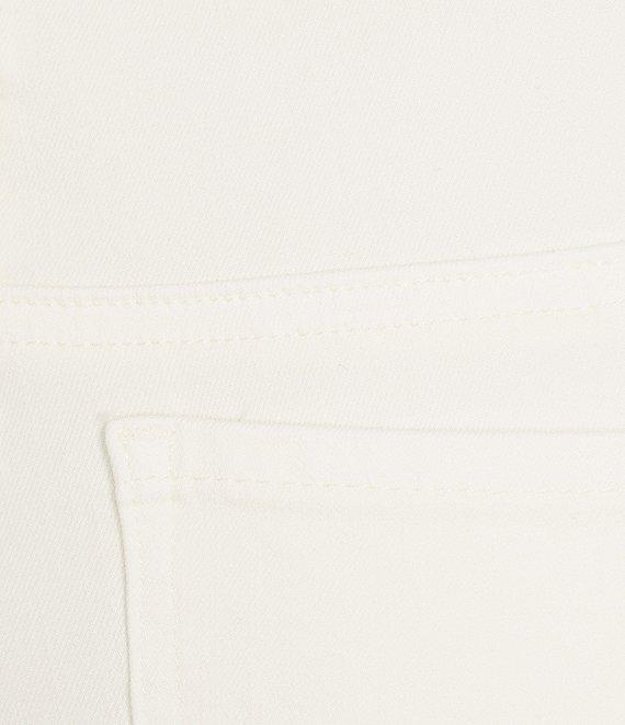 Multiples Solid Garment Dyed Straight Leg Fringe Hem Pull-On Ankle Pants Product Image