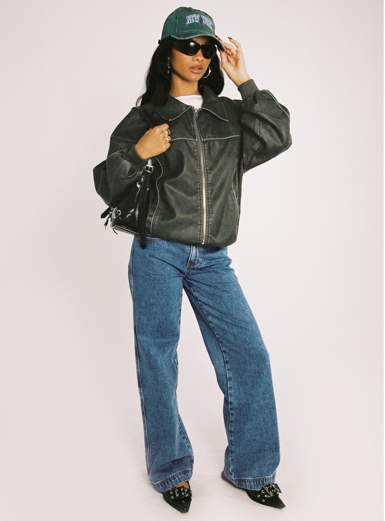 Jankins Low Rise Straight Leg Jeans Mid Wash Product Image