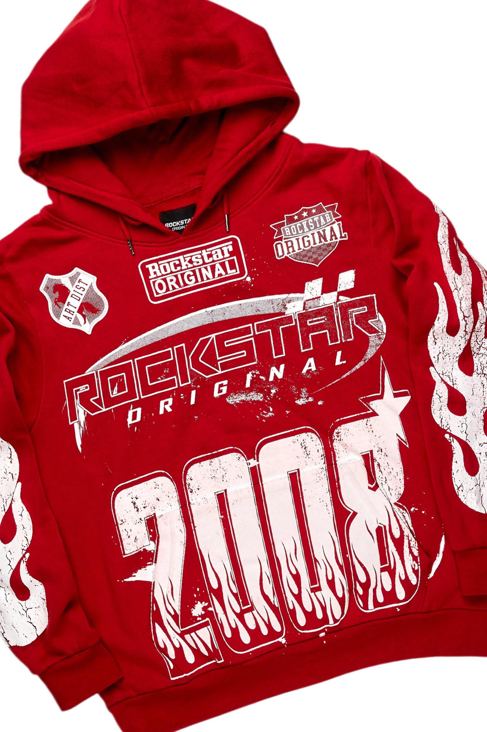 Amos Burgundy Hoodie/Baggy Track Pant Set Male Product Image