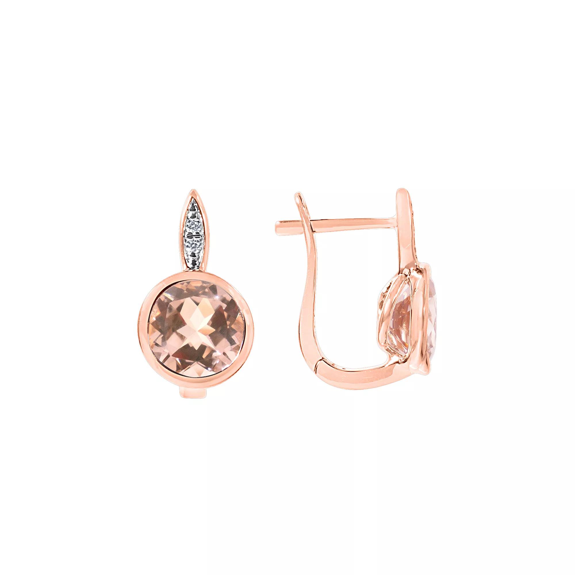 Jewelmak 14k Rose Gold Morganite & Diamond Earrings, Women's, 14k Two Tone Product Image