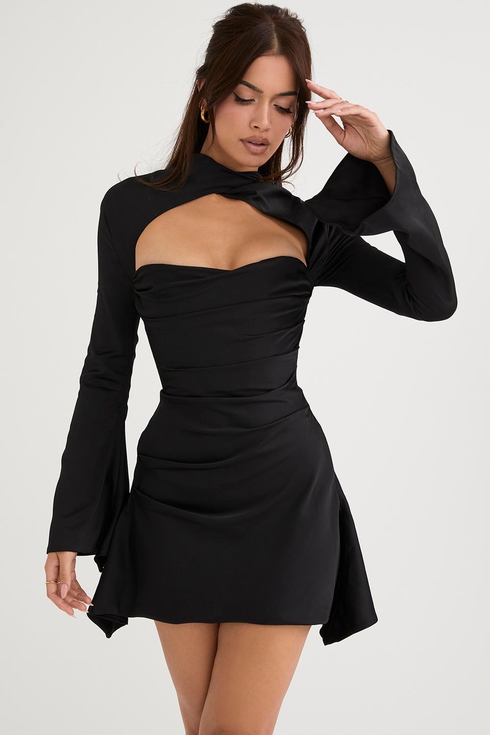 Toira  black draped corset dress Product Image