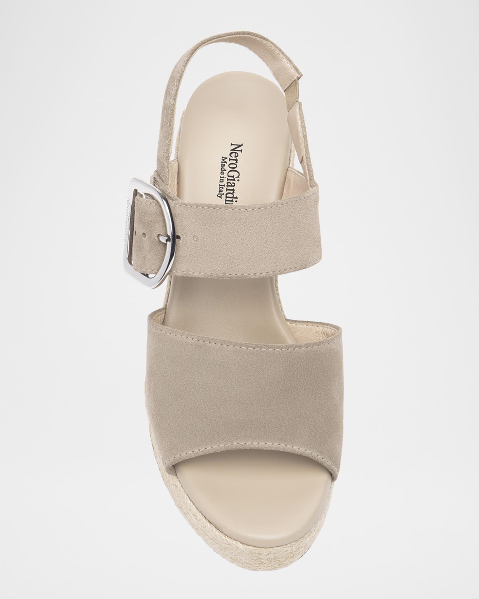 Suede Buckled Strap Espadrille Wedge Sandals Product Image