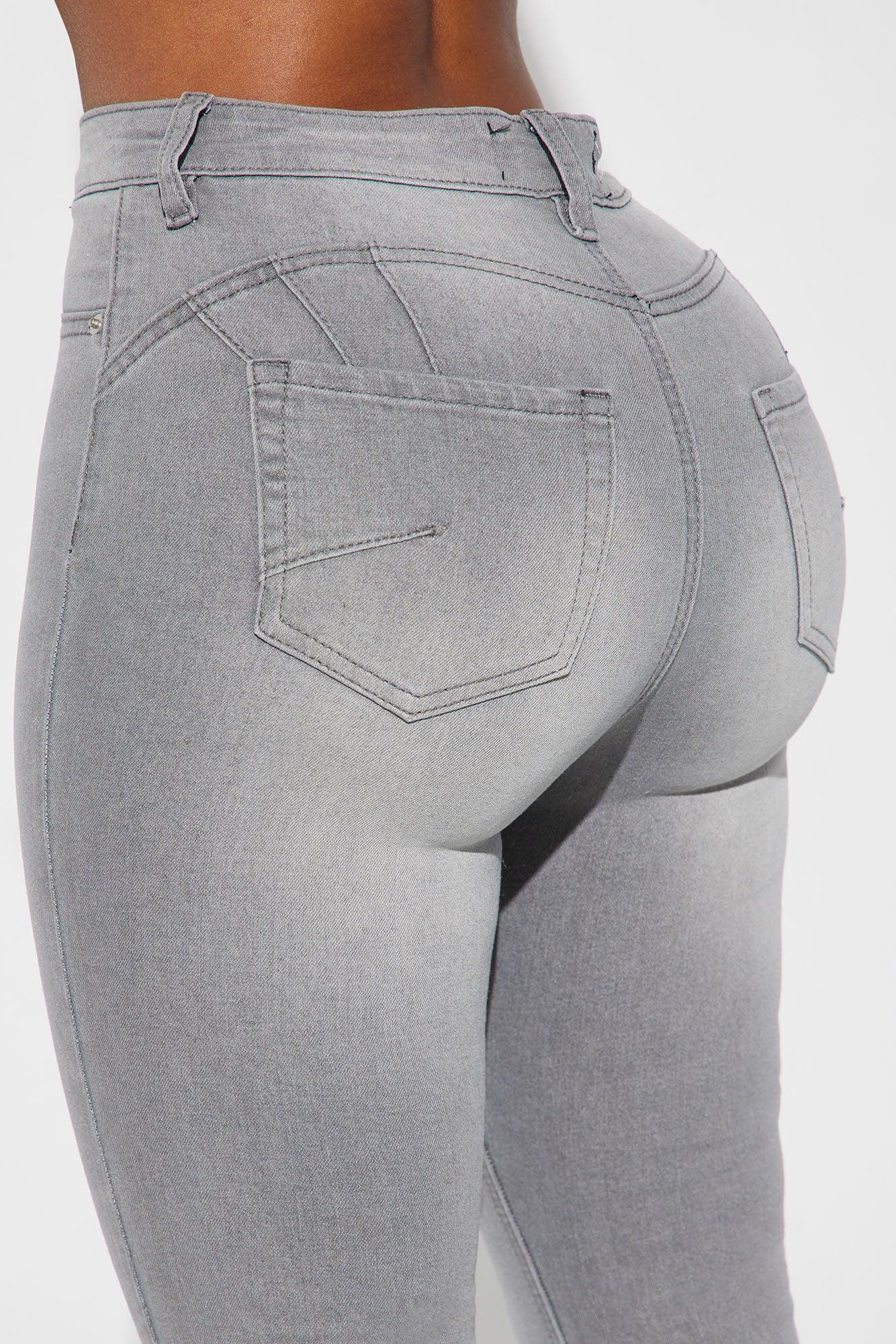 Audrey Booty Lifting Stretch Flare Jeans - Grey Product Image