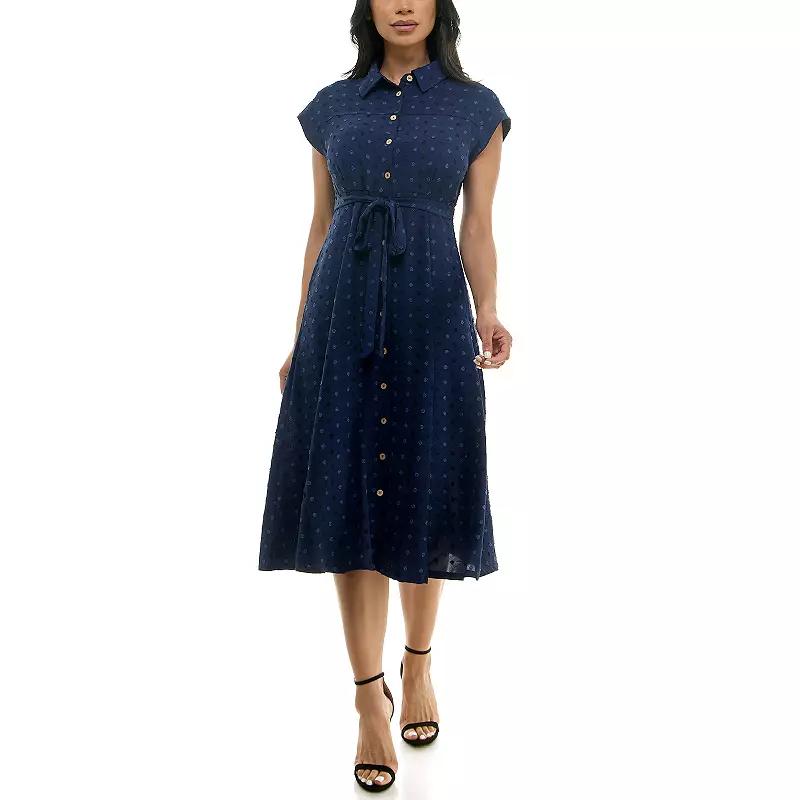 Women's Nina Leonard Collared Button Front Shirt Dress,  Product Image