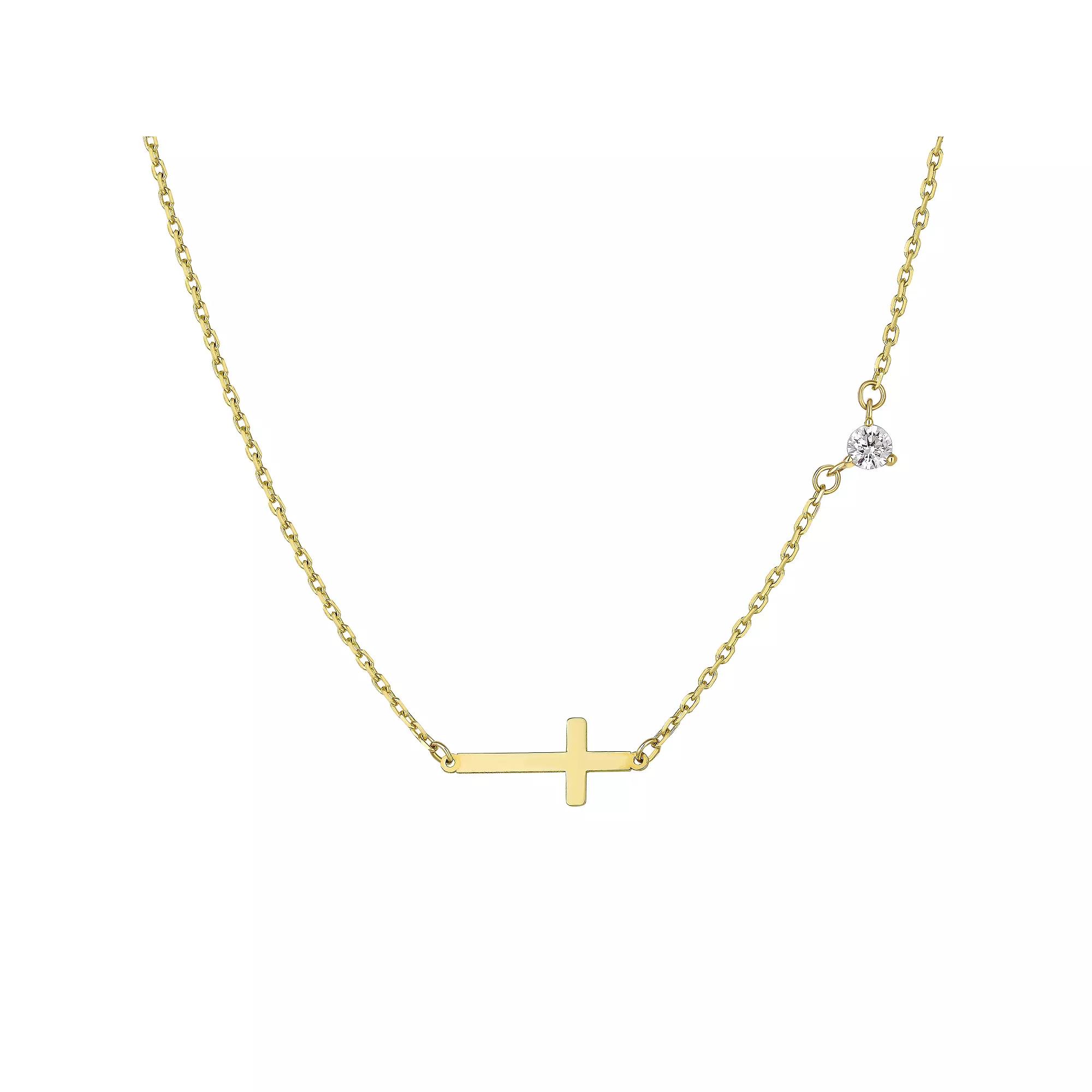 Taylor Grace 10k Gold Sideways Cross Necklace, Women's, Size: 17" Product Image