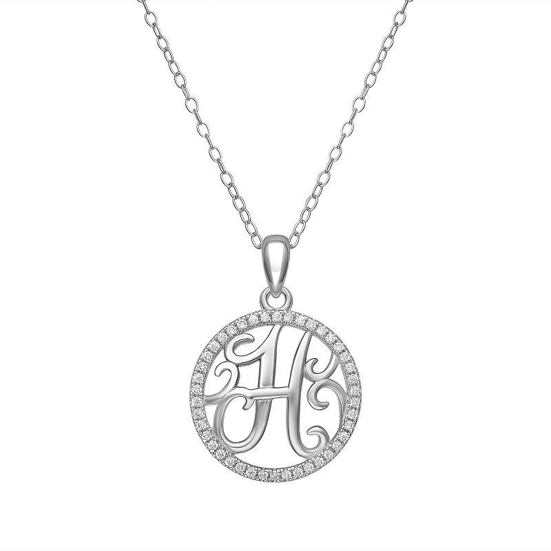 PRIMROSE Sterling Silver Cubic Zirconia Initial Pendant Necklace, Women's, Size: 18" Product Image