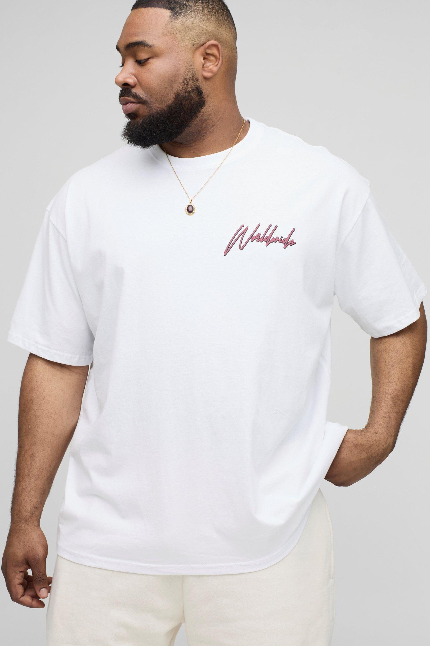 Plus Worldwide Beach Retro Print T-Shirt | boohooMAN USA Product Image