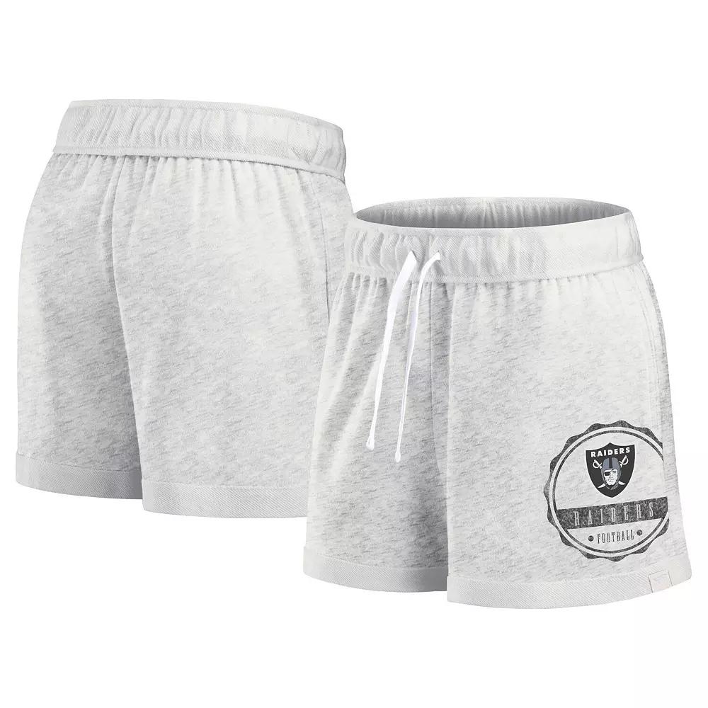 Women's Fanatics Branded Oatmeal Las Vegas Raiders Vintage Badge Shorts,  Product Image