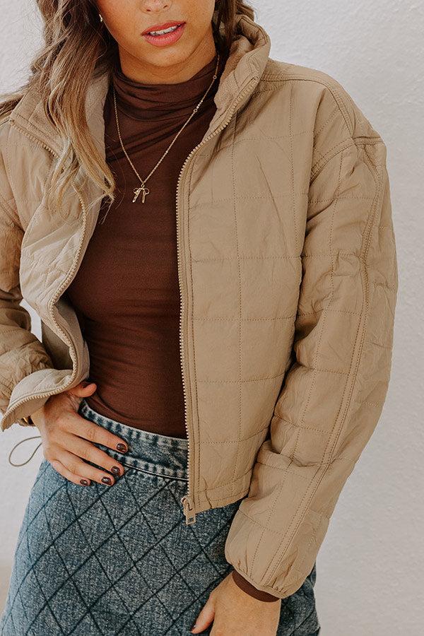 Crisp Leaves Puffer Jacket in Warm Taupe Product Image