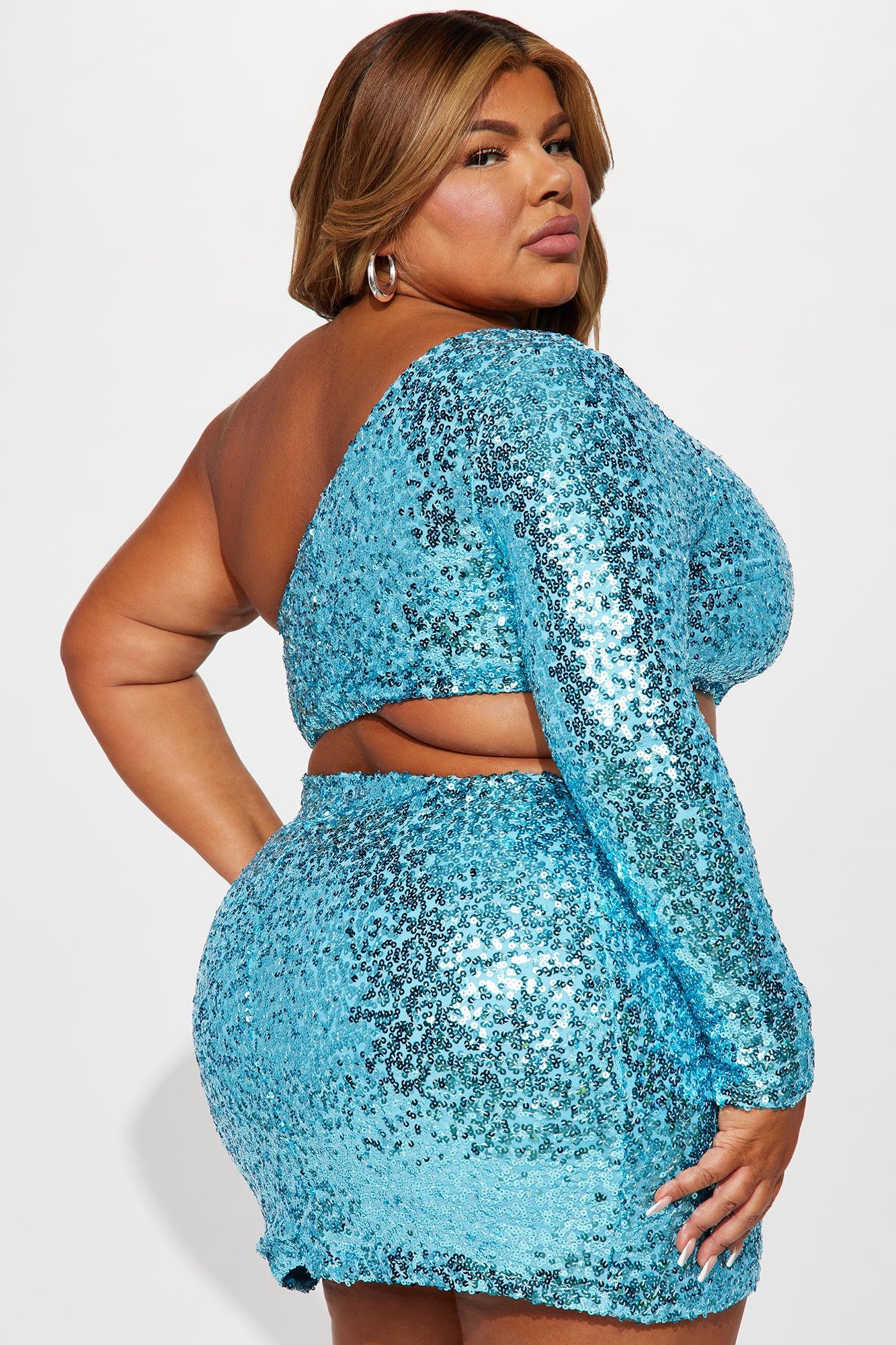Brie Sequin Mini Dress - Blue Product Image