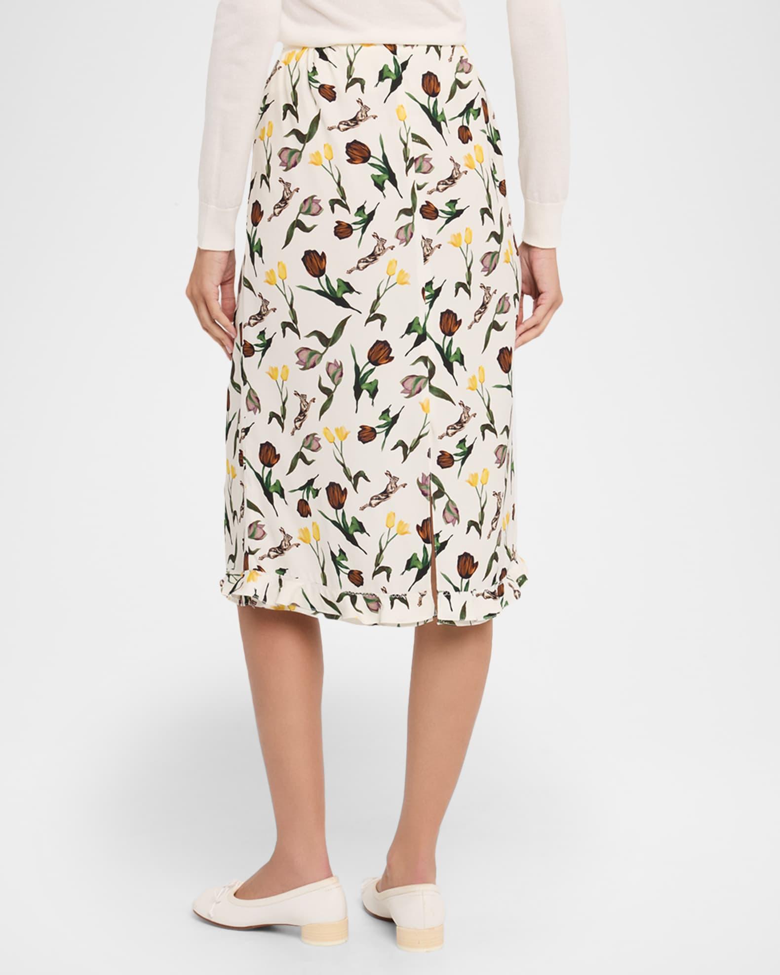 Floral Ruffle Midi Skirt Product Image