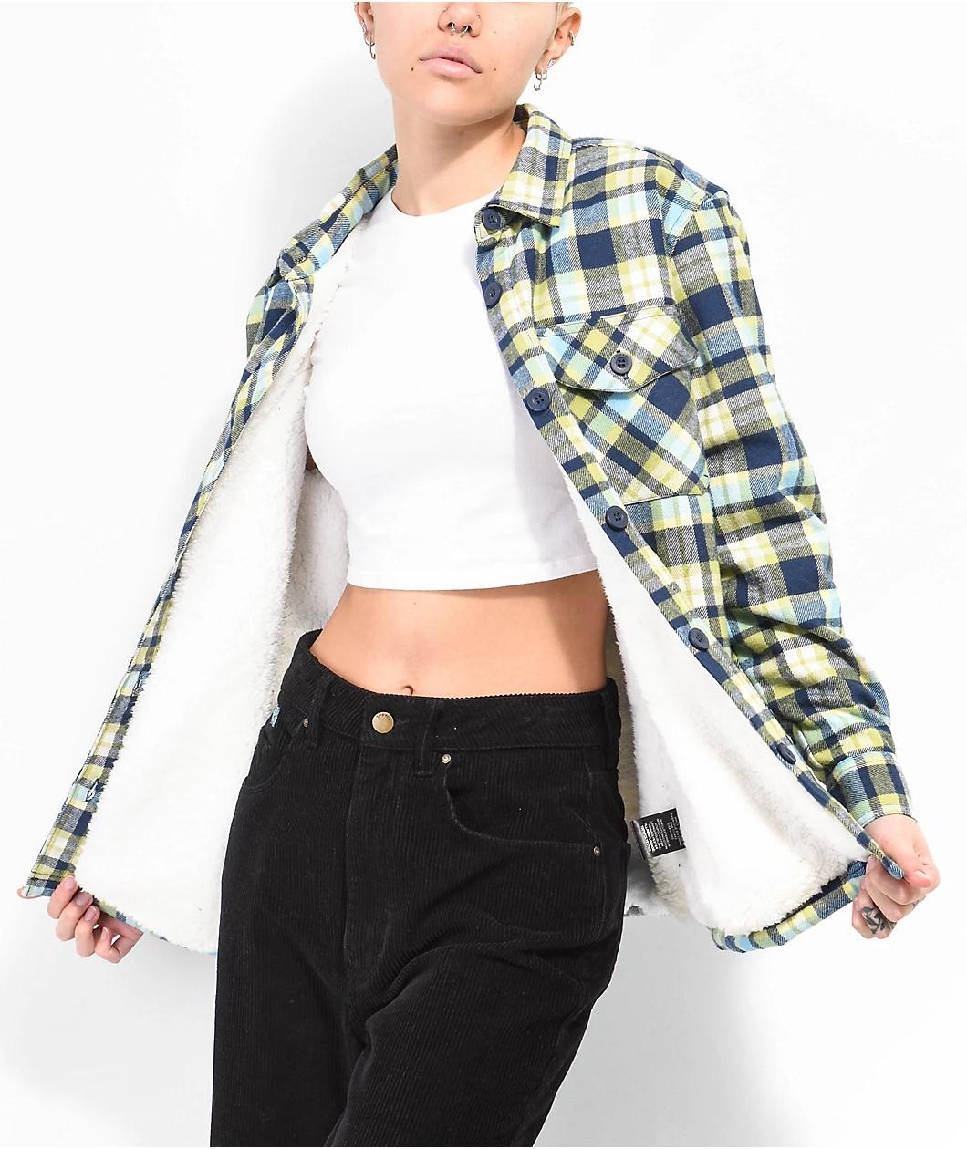 Empyre Cayden Blue & Green Flannel Sherpa Jacket Product Image