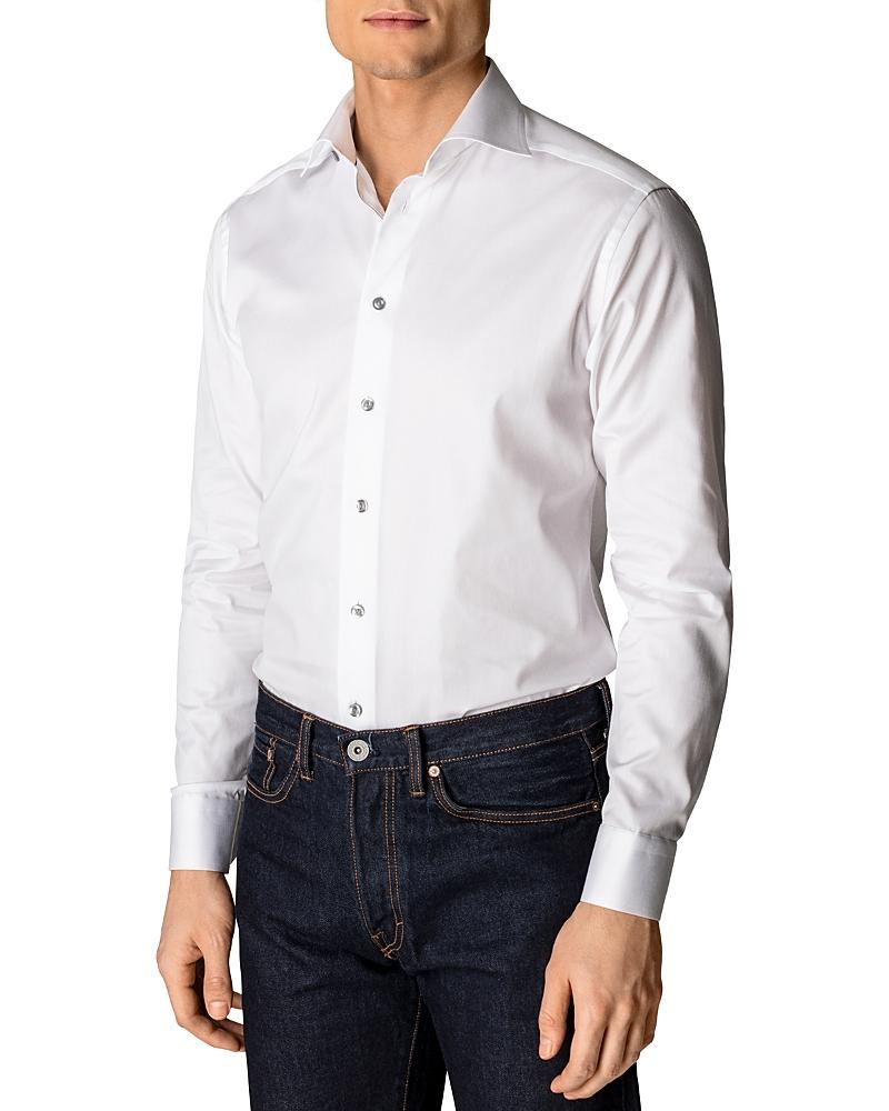 Mens Contemporary-Fit Twill Dress Shirt with Grey Details Product Image