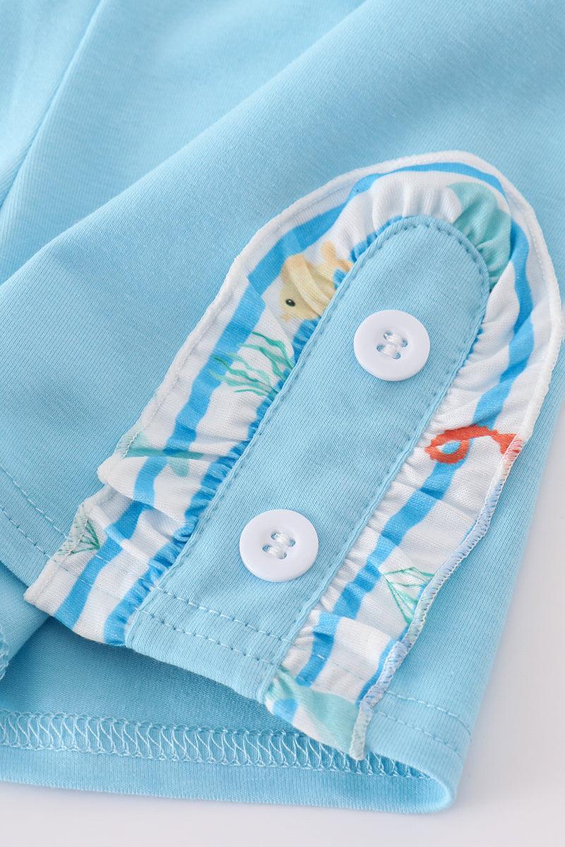 Blue marine creature embroidery set Product Image