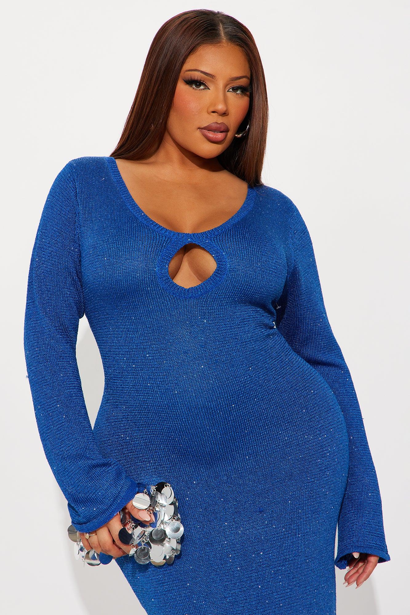 Natalie Crochet Maxi Dress - Blue Female Product Image