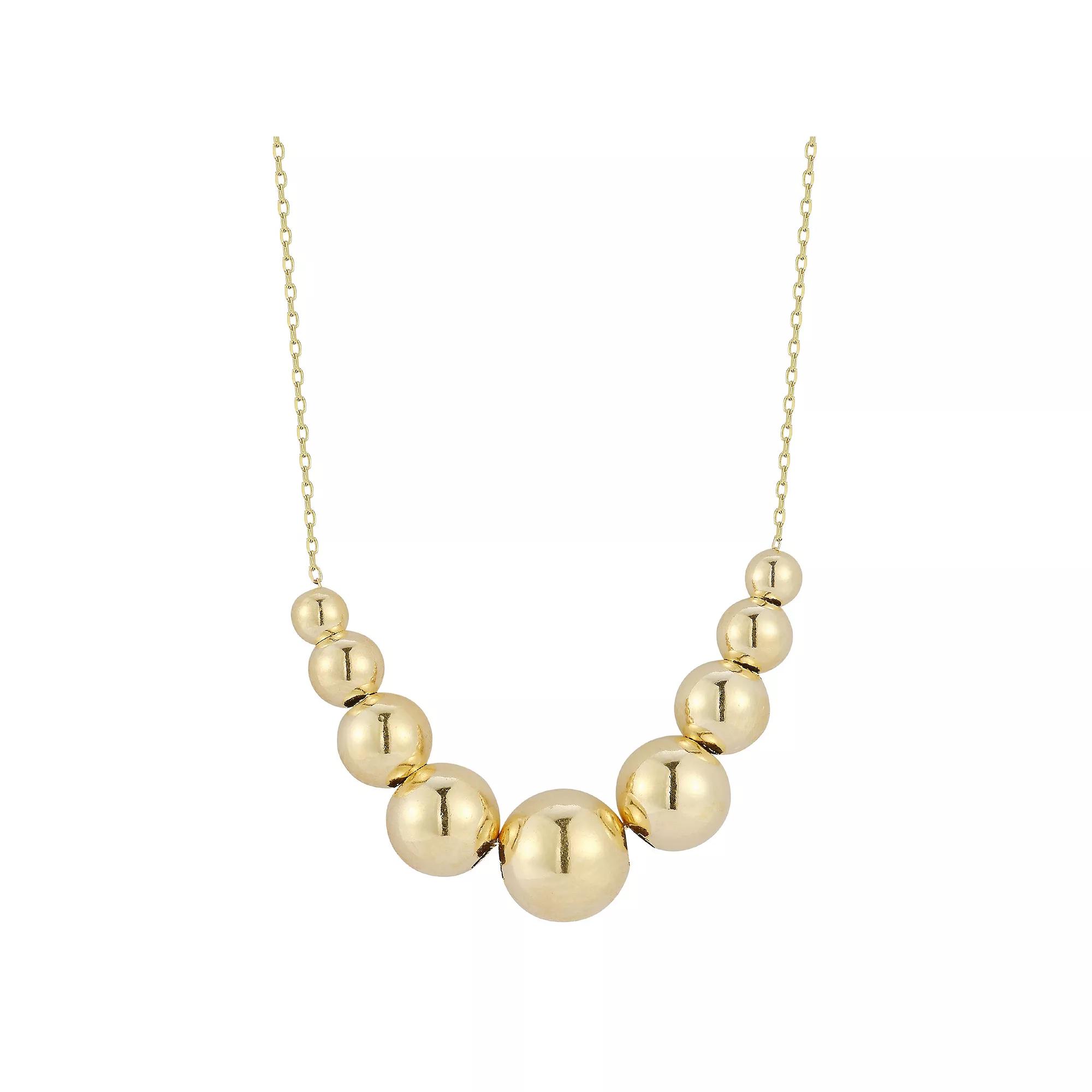 LUMINOR GOLD 14k Gold Graduated Ball Necklace, Women's, Size: 16" Product Image