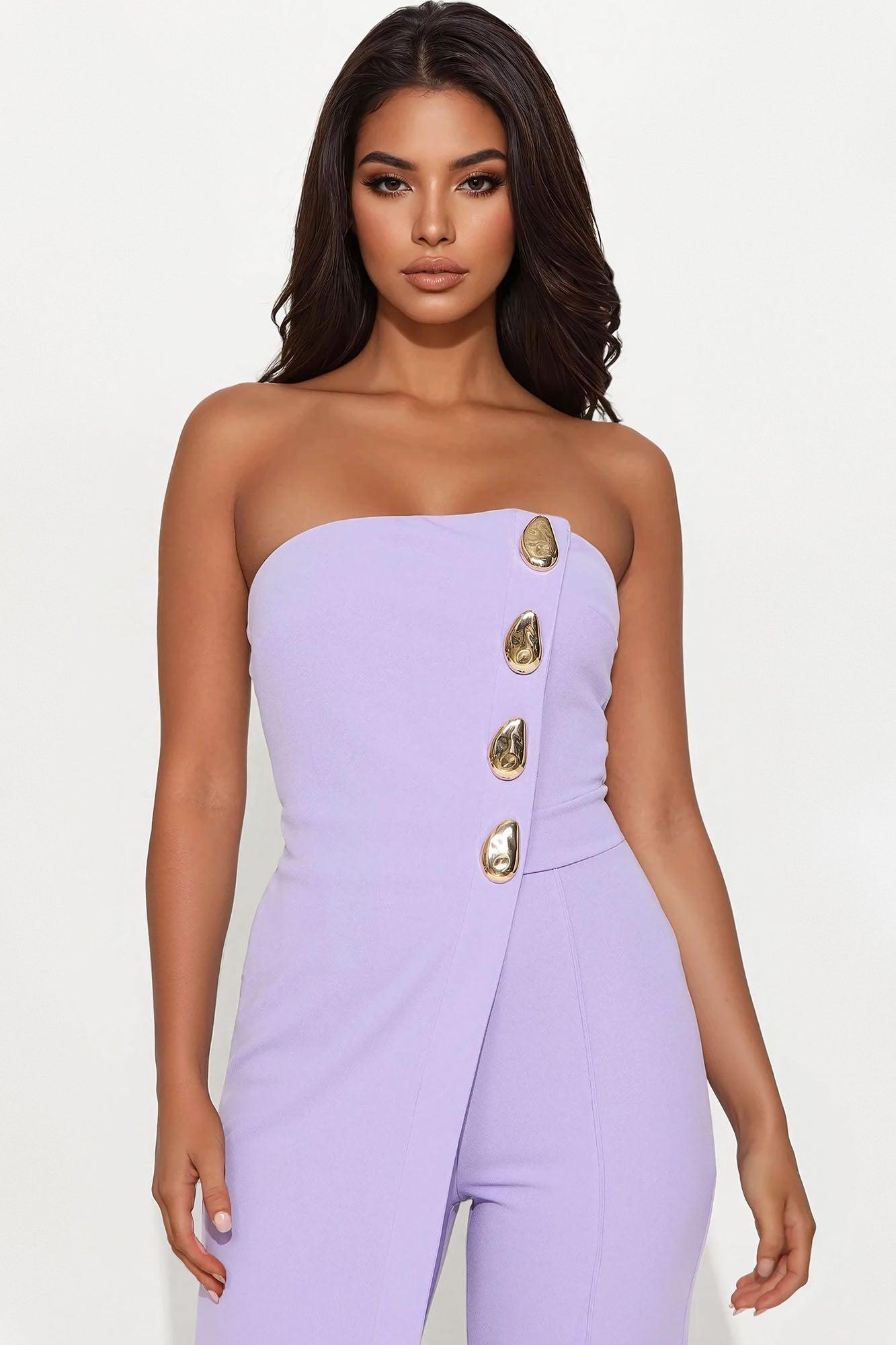 Born To Please Wide Leg Jumpsuit - Lavender Product Image