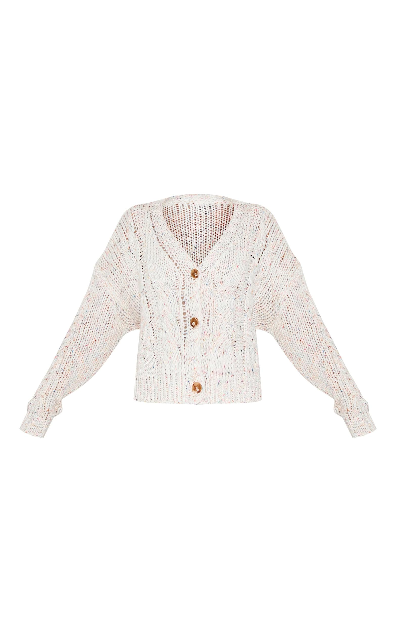 Cream Space Dye Chunky Knit Cardigan Product Image