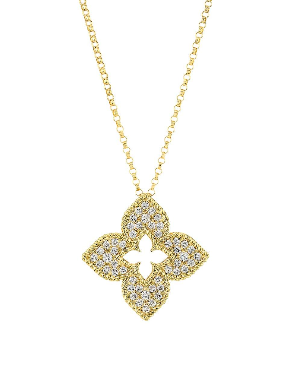 Womens Venetian Princess 18K Yellow Gold & Diamond Pendant Necklace Product Image