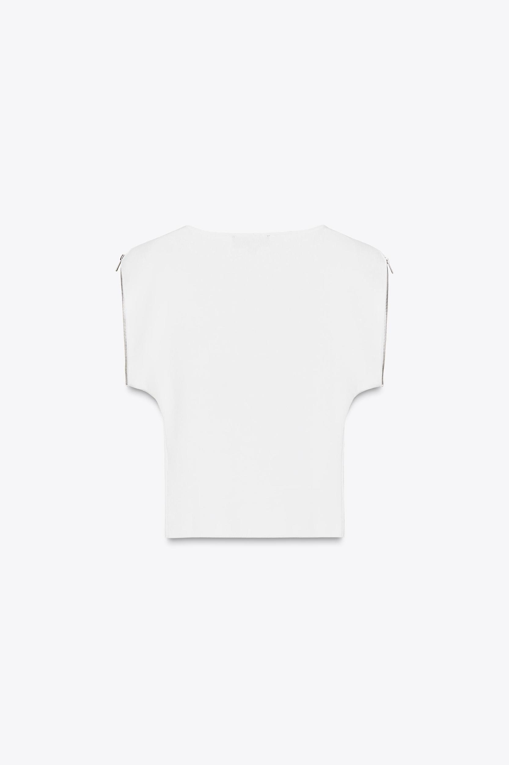 ZIPPER SLEEVE KNIT TOP Product Image