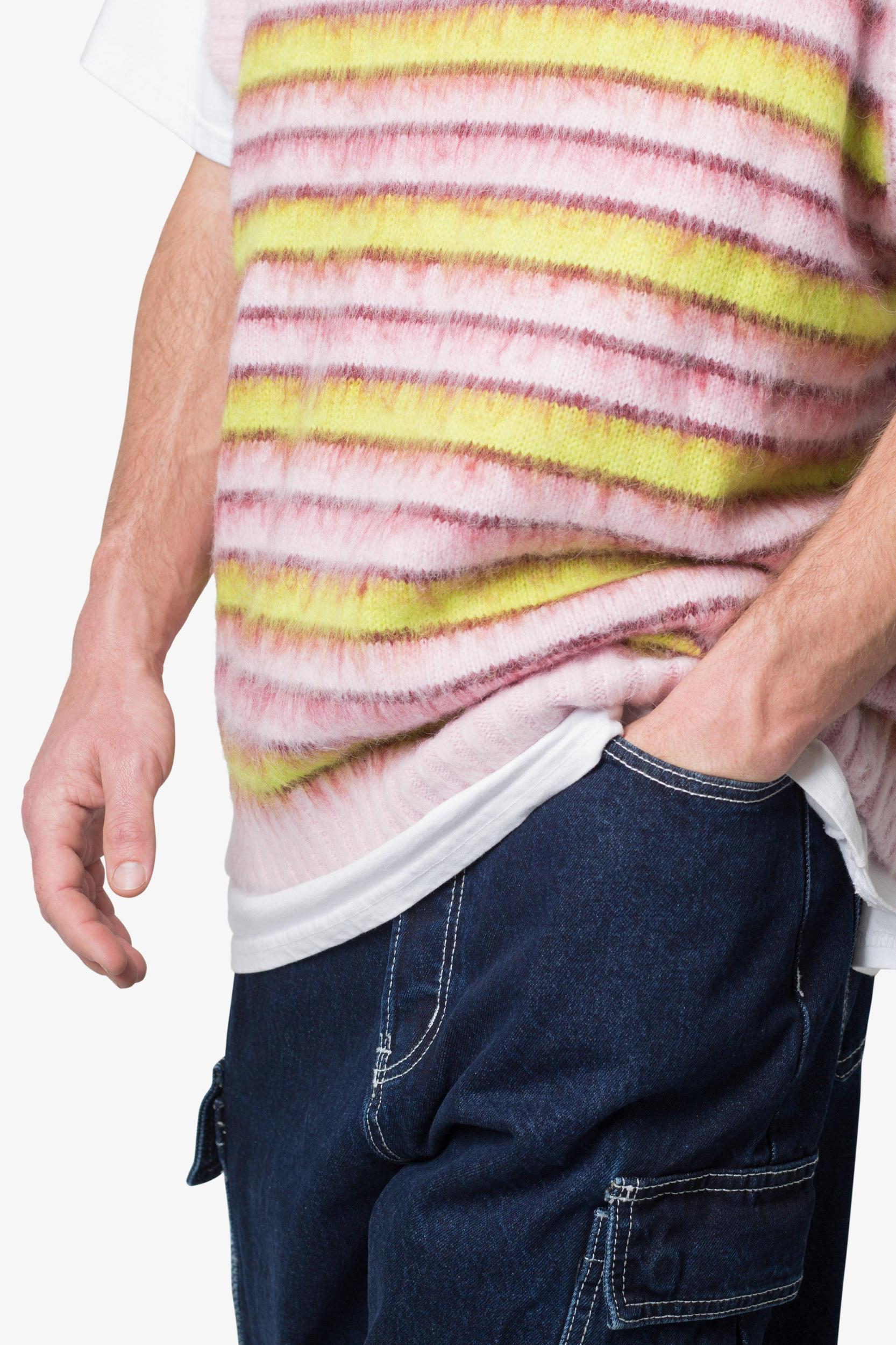 Striped Mohair Sweater Vest - Purple Product Image