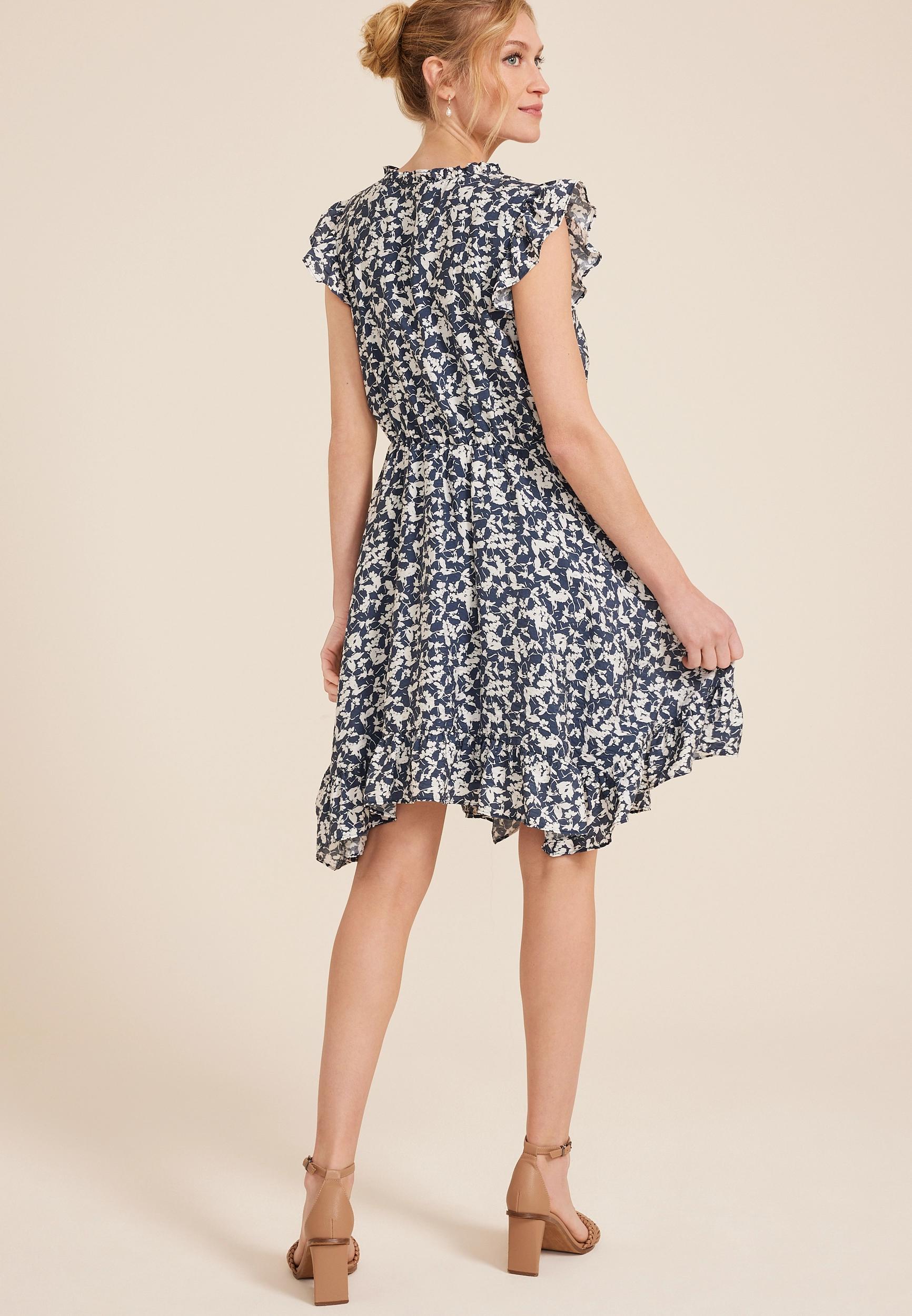 Maurices Womens Floral Flutter Sleeve Mini Dress Product Image