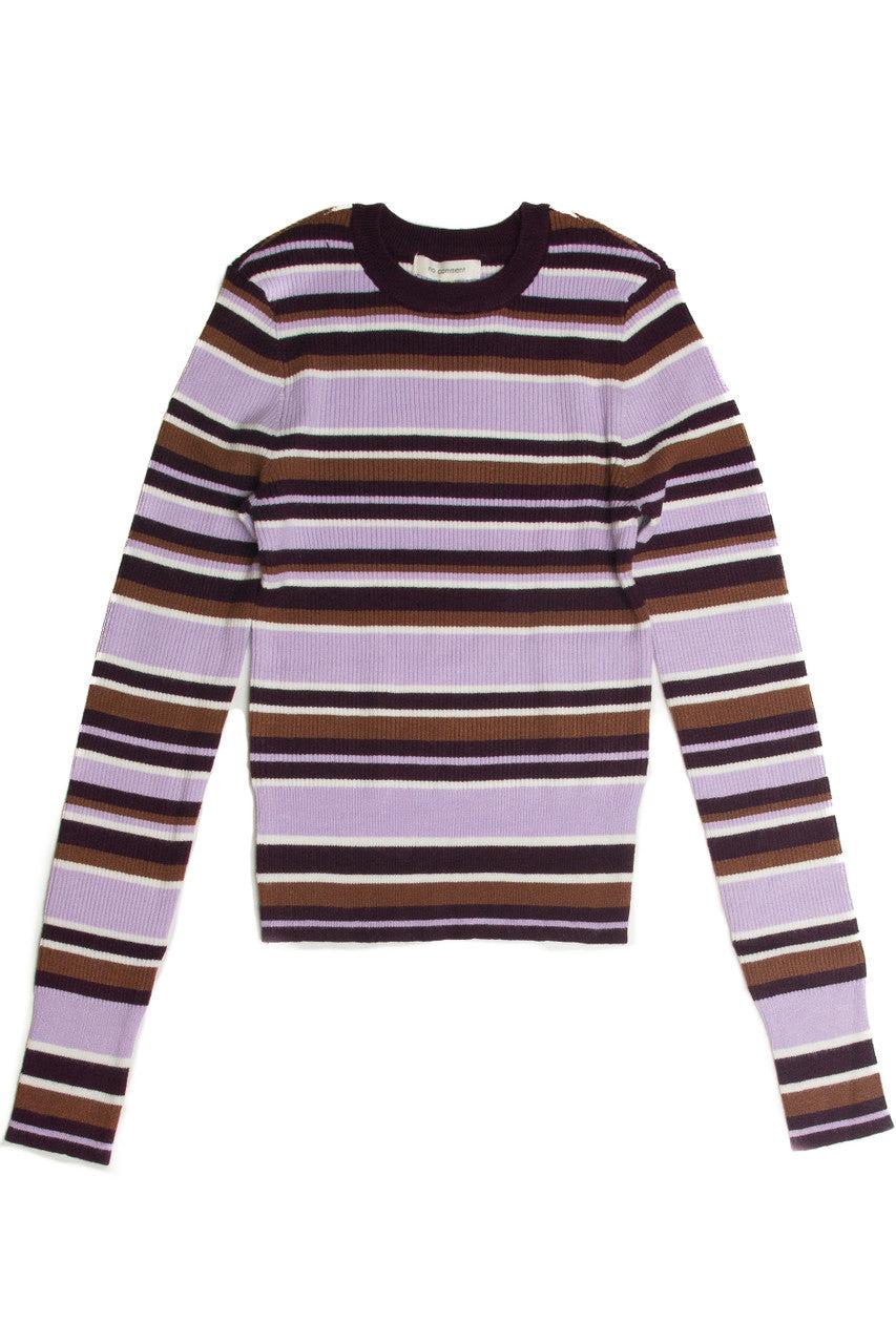 Purple Striped Pullover Sweater Product Image