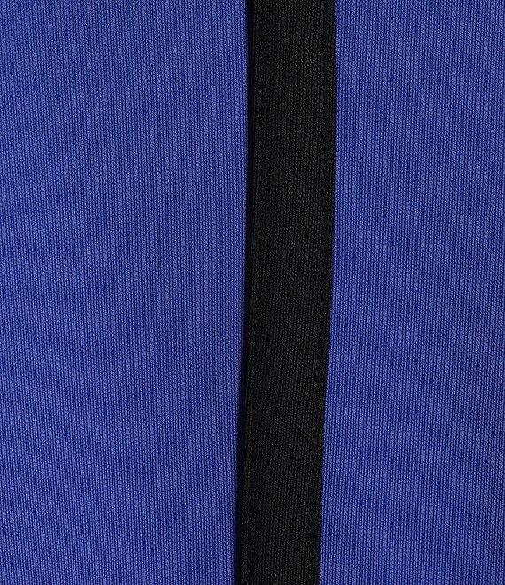 KARL LAGERFELD PARIS Matte Jersey Contrast Pipe Trim Keyhole Crew Neck Sleeveless Blouse Product Image