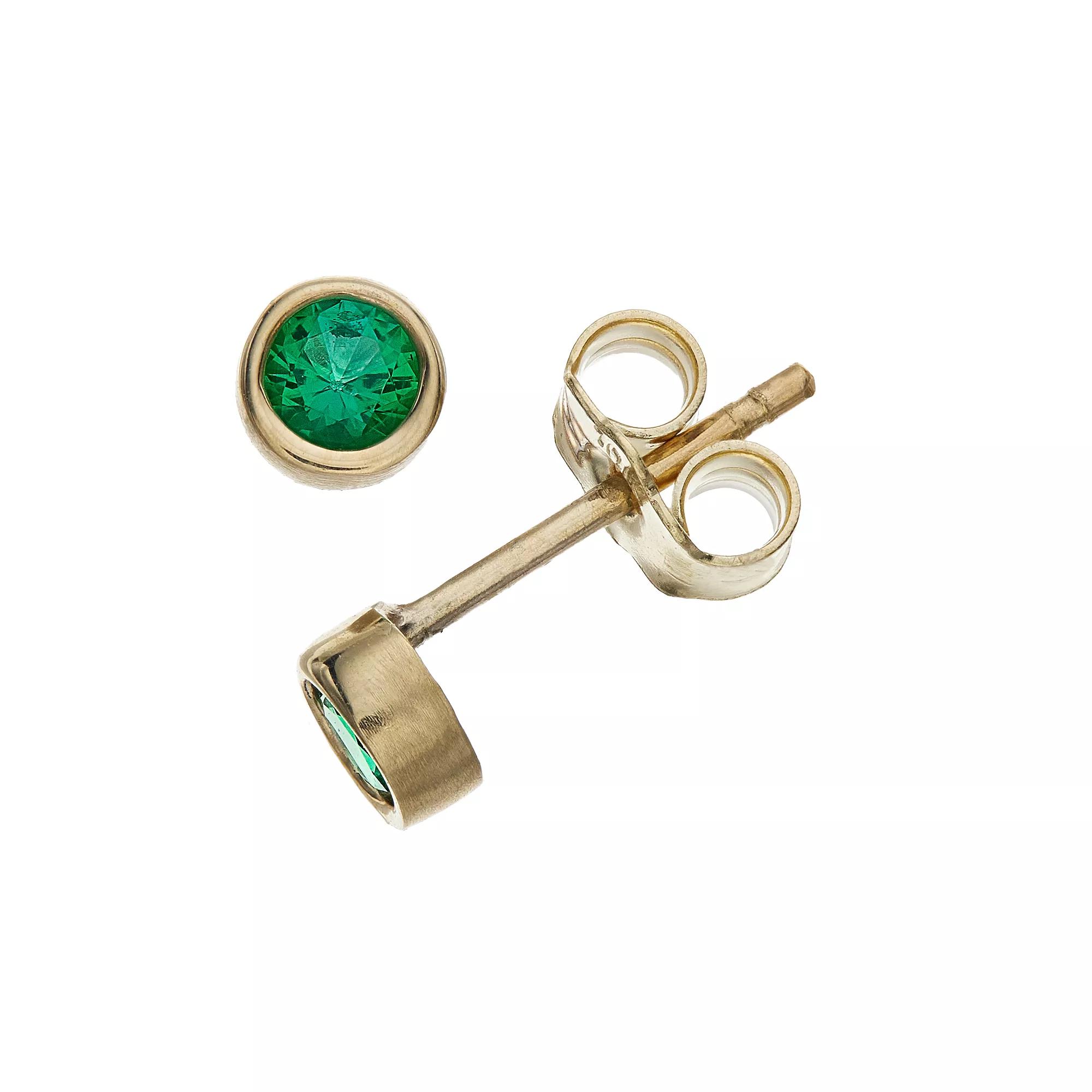 Kristen Kesho 10k Gold Round Birthstone Bezel Stud Earrings, Women's, May Product Image