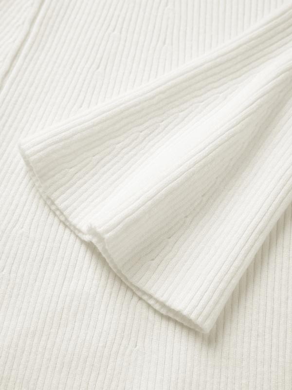 Solid V Neck Ribbed A-line Knit Mini Dress Product Image