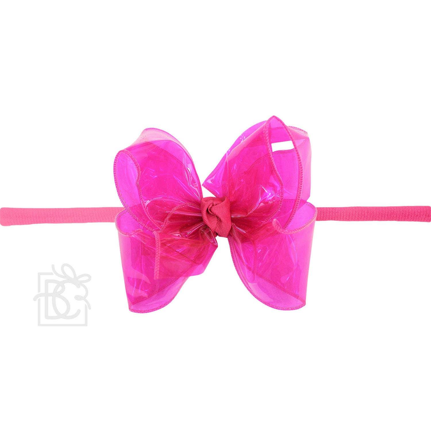 1/4" PANTYHOSE HEADBAND W/WATERPROOF BOW: 5.5" Huge - 2.5" Ribbon / AQUA Product Image