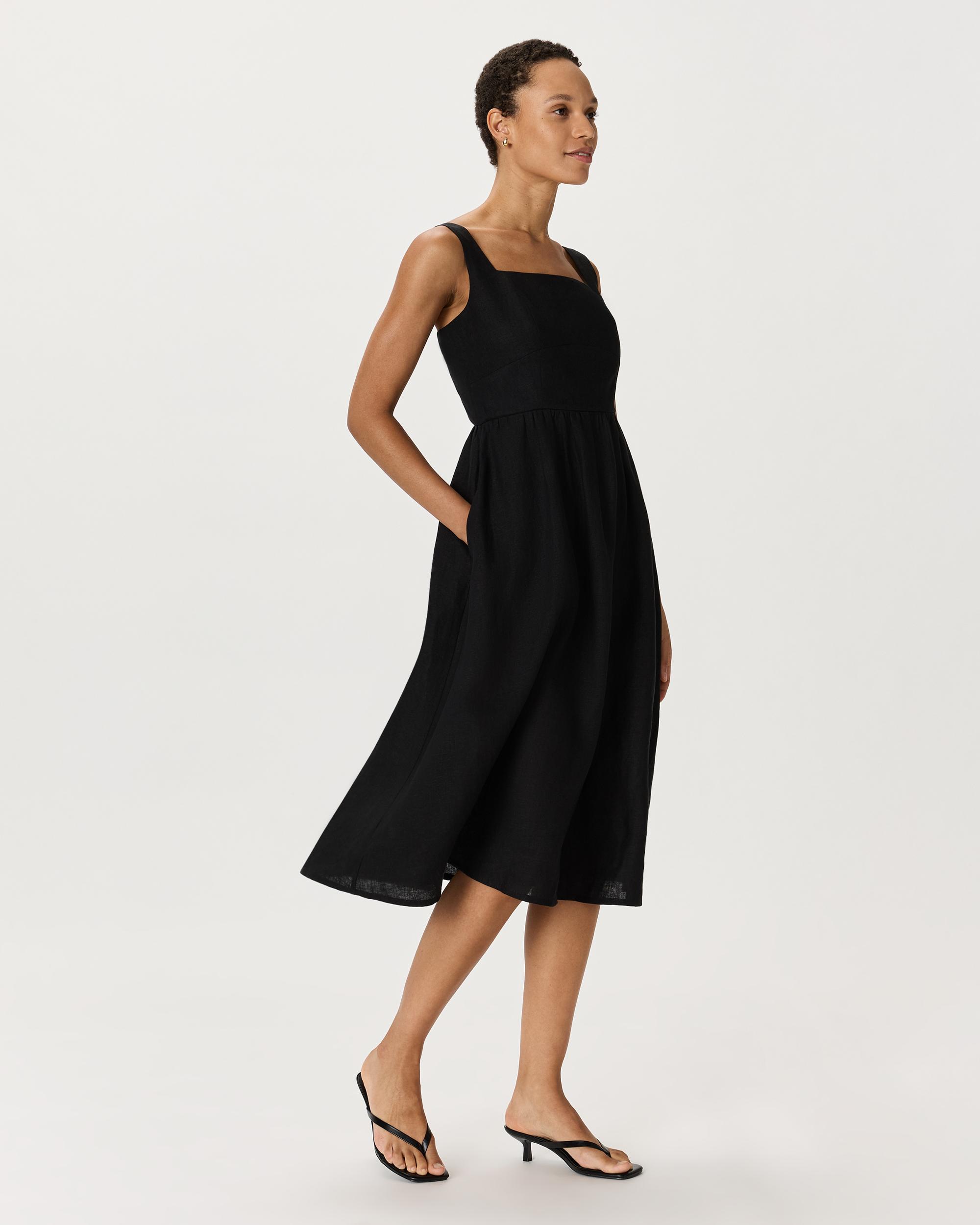 Quince | Women's 100% European Linen Fit & Flare Midi Dress Size XL Product Image