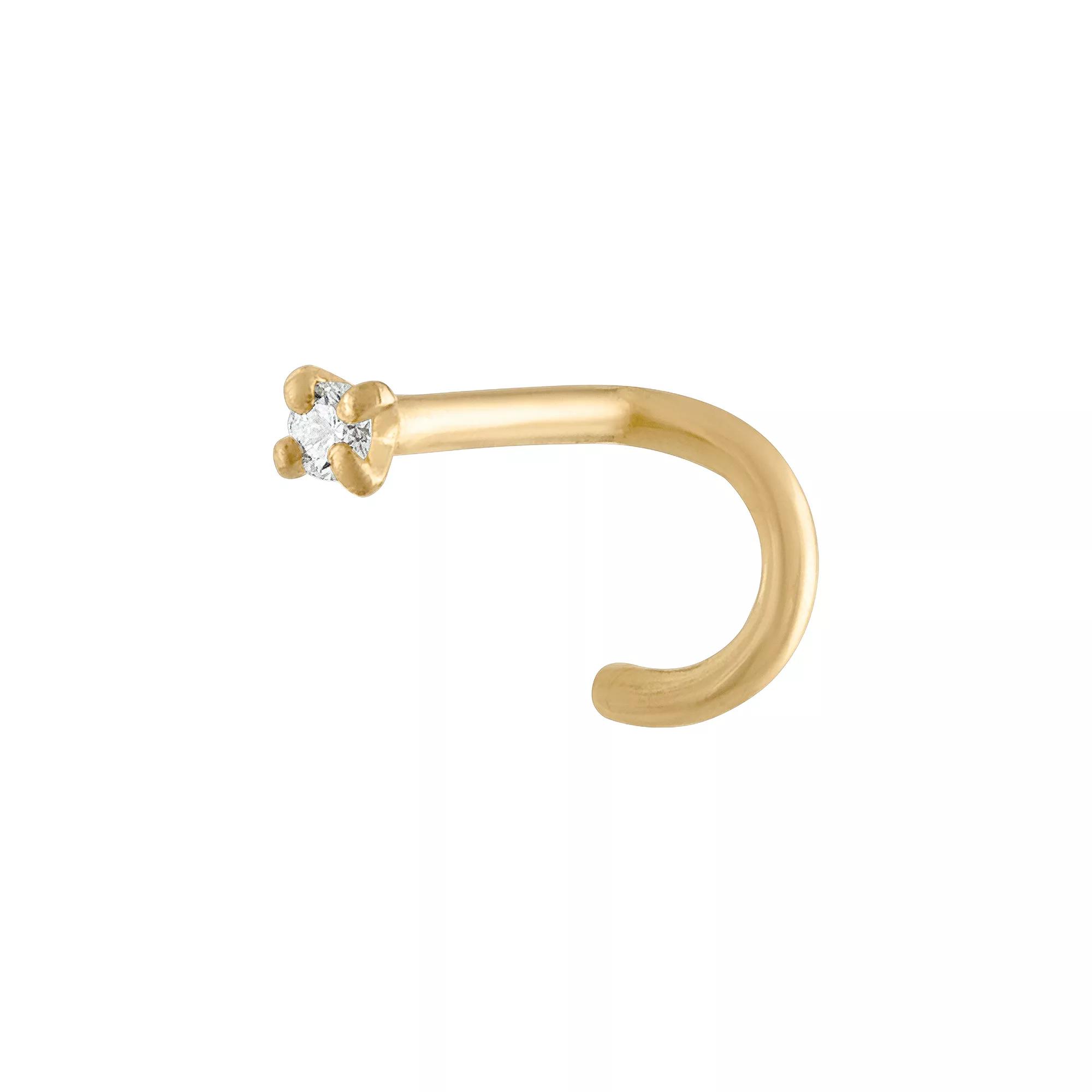 Amella Jewels 14k Gold Over Silver Cubic Zirconia Stud Nose Ring, Women's, Gold Tone Product Image