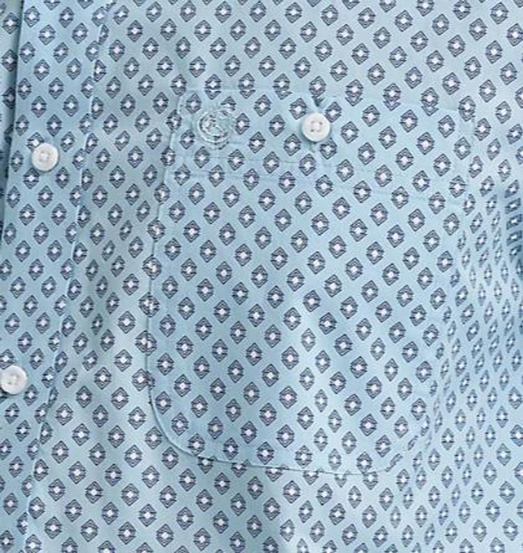 Wrangler® George Strait™ Men's L/S Powder Blue Diamond Print Button Shirt Product Image