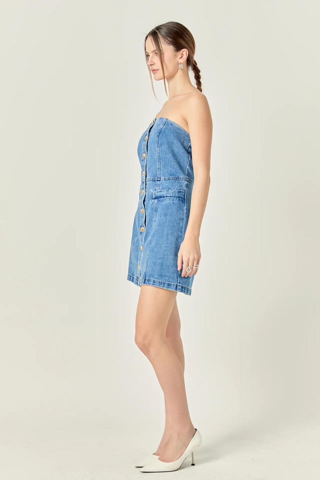 Strapless Denim Mini Dress Product Image