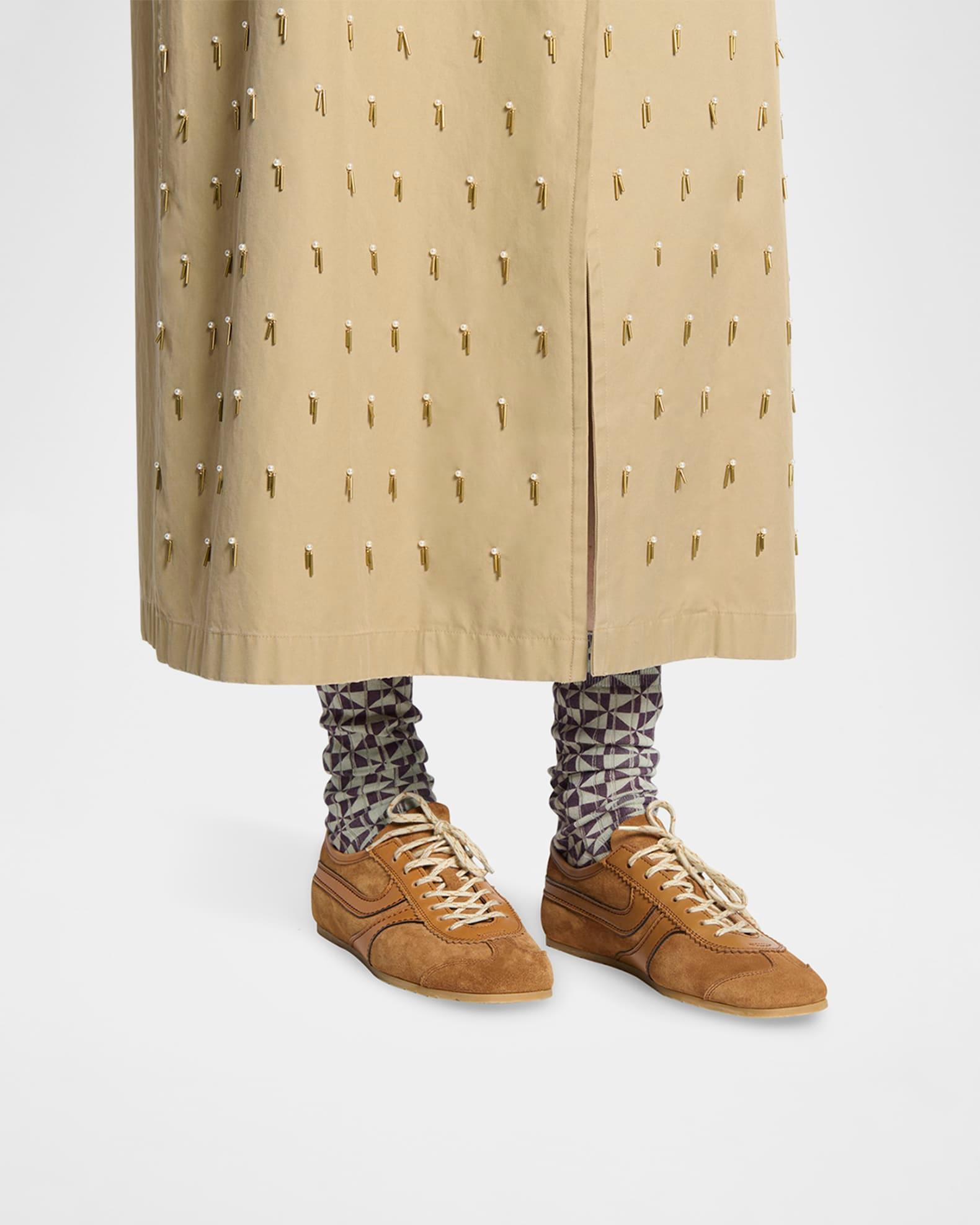 Mixed Leather Retro Runner Sneakers Product Image