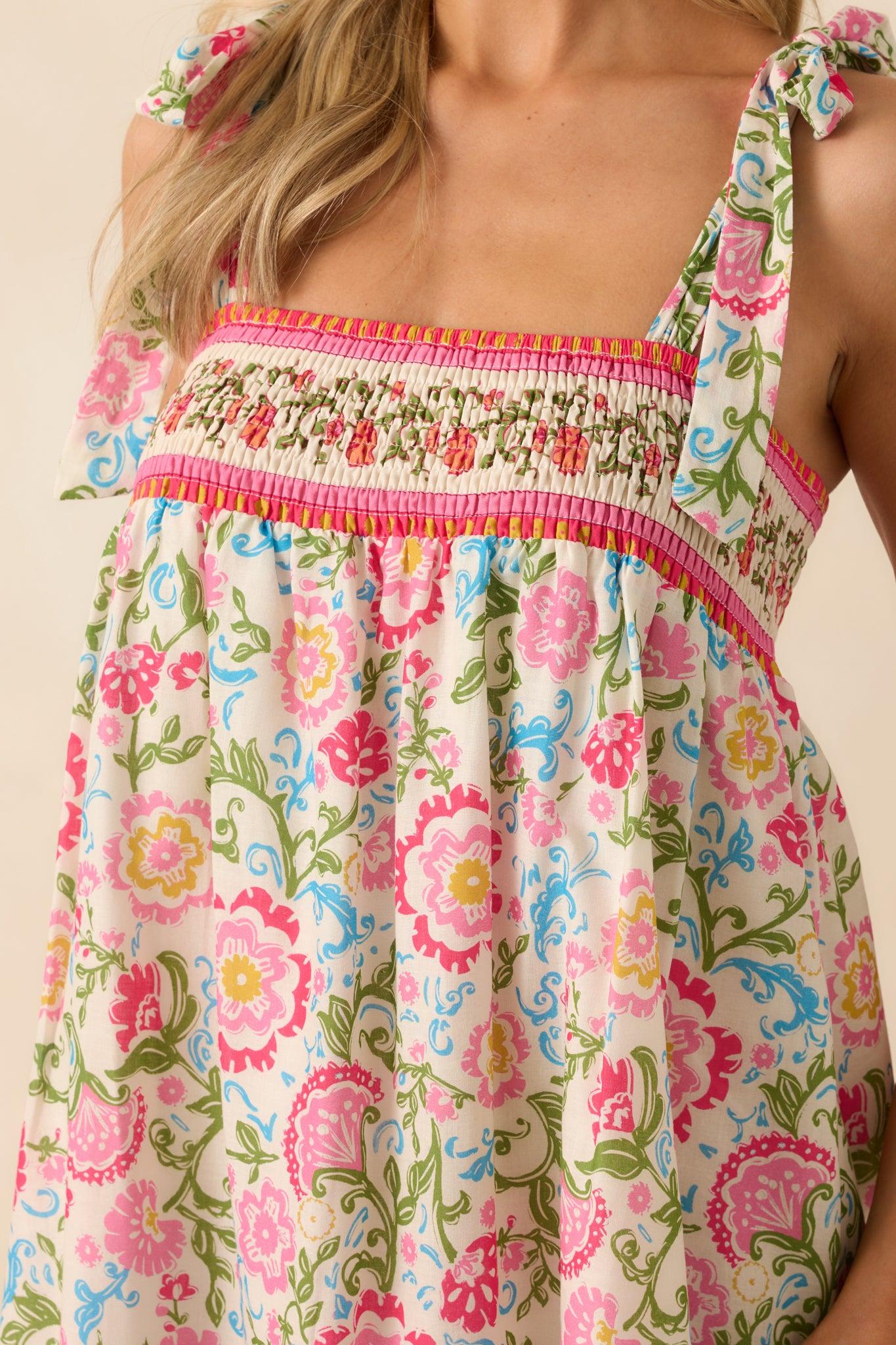 A Moment Of Its Own Pink Floral Print Cotton Maxi Dress Product Image