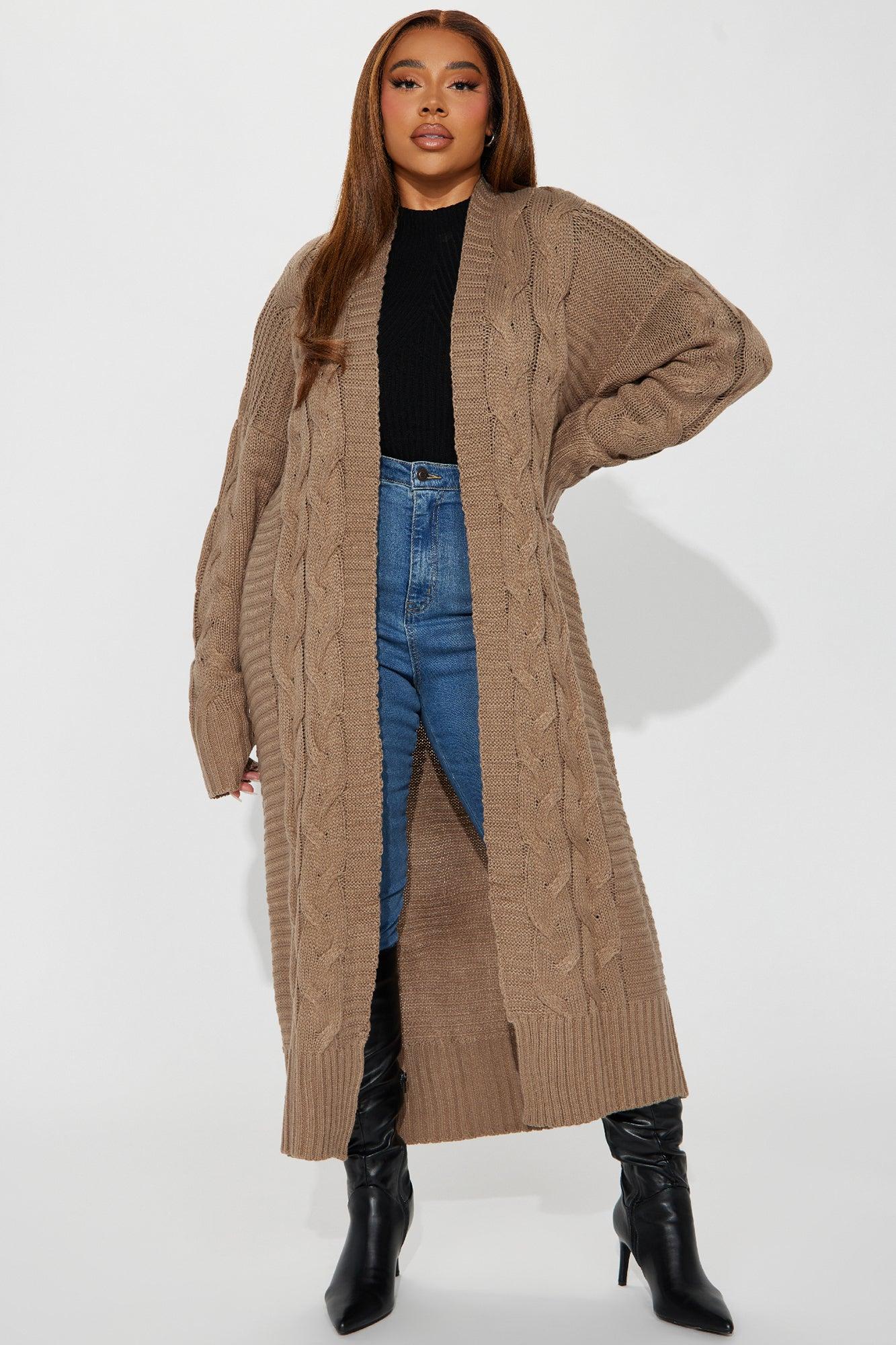 Aneria Long Cardigan - Taupe Product Image