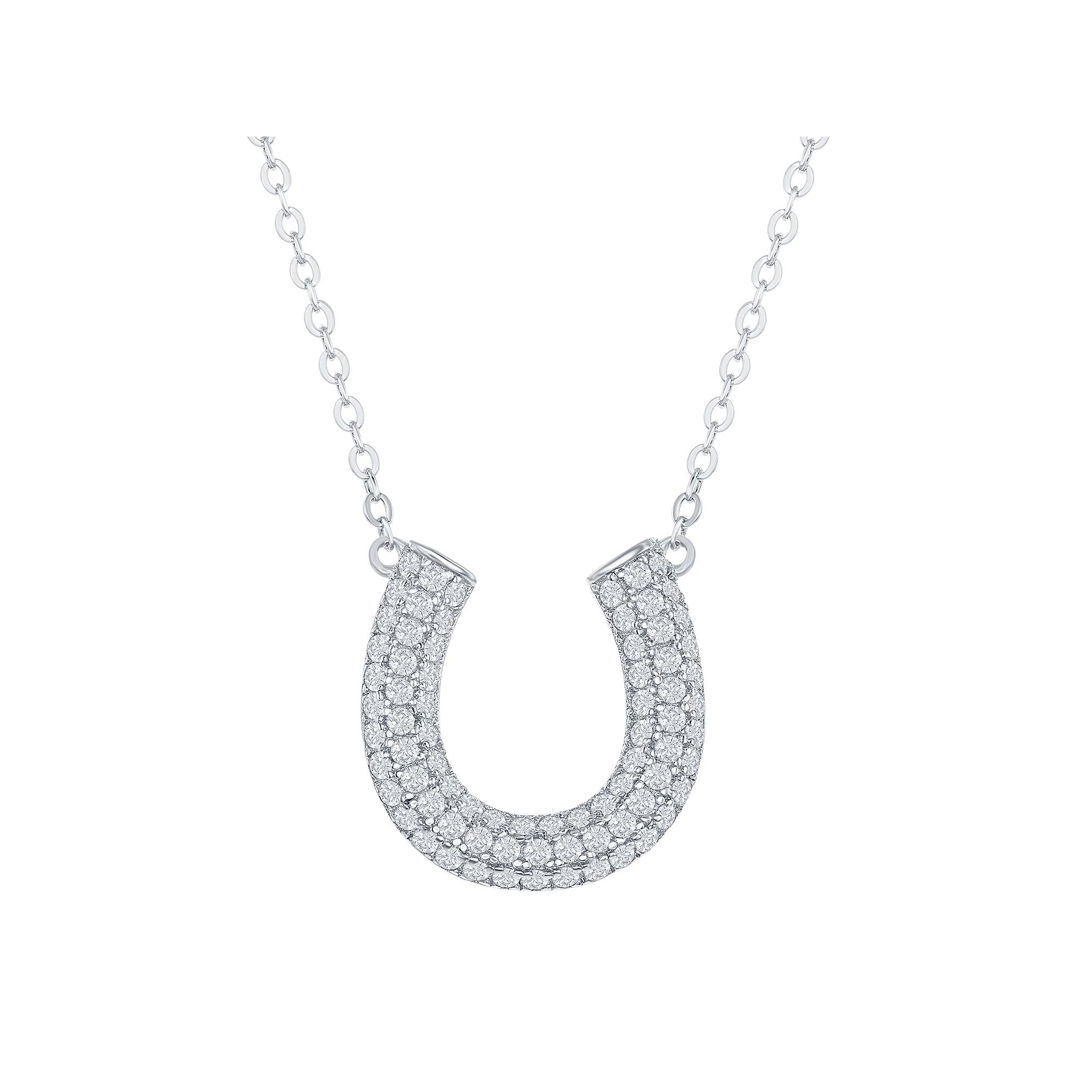 Sterling Silver Cubic Zirconia Horseshoe Necklace, Women's, Size: 16-18" ADJ Product Image